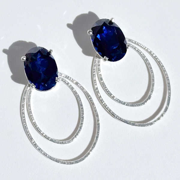 Blue sapphire studs with jackets