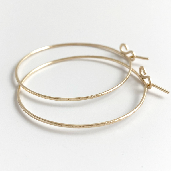 Versatile 14 Karat Gold Textured Hoop Earrings | Jewelry Made in California