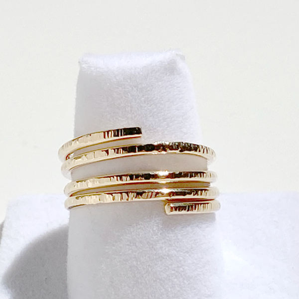 14 Karat Gold All Textured Ring - Always in Style | Handmade by California Jewelry Artist Lisa Ramos