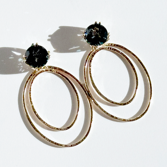 Versatile 4 Carat London Blue Topaz Stud Earrings Designed with 14k Gold Oval Earring Jackets. Handmade by California Jewelry Artist Lisa Ramos. Handmade Earring Jacket Collection 
