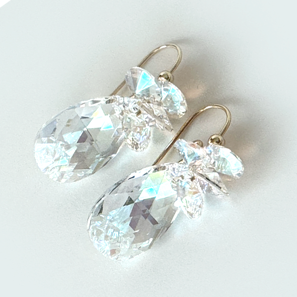 14k Gold Filled Blue Crystal Earrings MONOLISA Brand | Handmade by California Artist Lisa Ramos