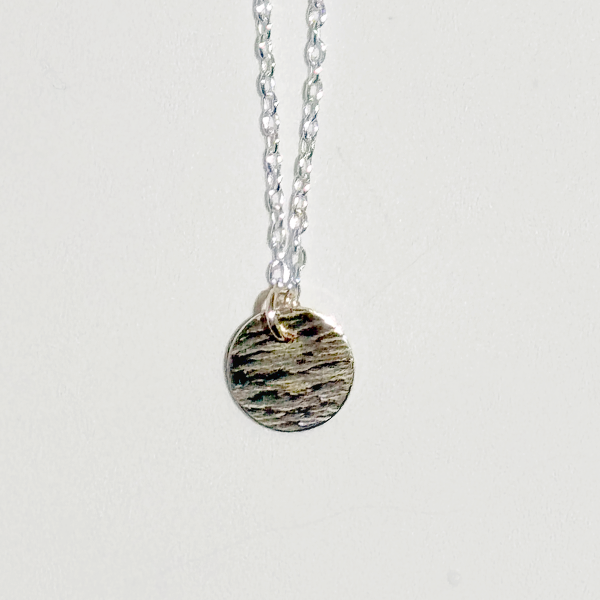 14k Gold Filled Textured Round Pendant Necklace