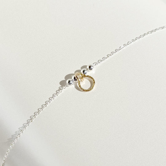 Adjustable 14 Karat Gold and Sterling Silver Dainty Charm Bracelet