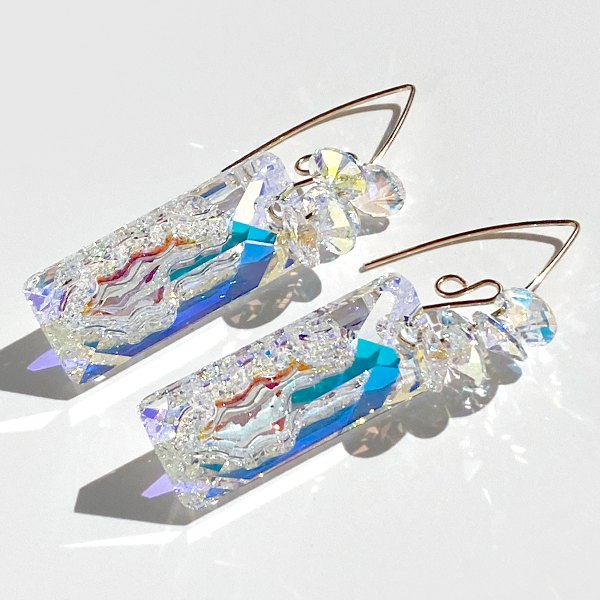14k gold filled crystal hoop earrings handmade by artist Lisa Ramos MONOLISA collection