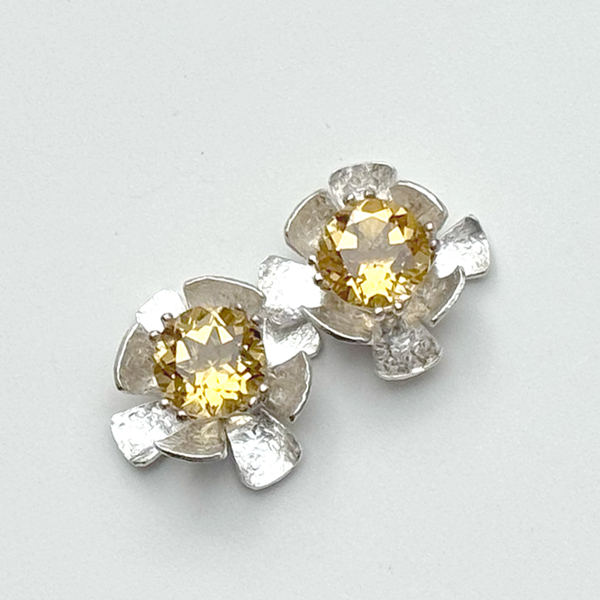 2 Carat Citrine Gemstone Argentium Silver Earring Jacket Set - MONOLISA Jewelry