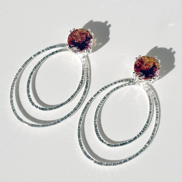 Orange topaz studs with jackets