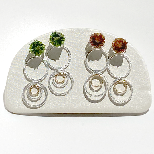 Versatile 4 Carat Gemstone Stud Earrings with Argentium Silver and 14k Gold Earring Jackets | MONOLISA Jewelry Collection Made in California