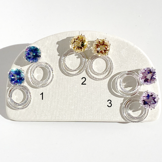 Versatile Gemstone Stud Earrings with Argentium Silver Earring Jackets with 4 Cart Gemstones studs