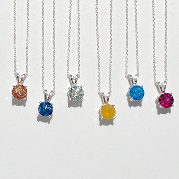 Sterling Silver Gemstone Pendant Necklace Collection - medium size