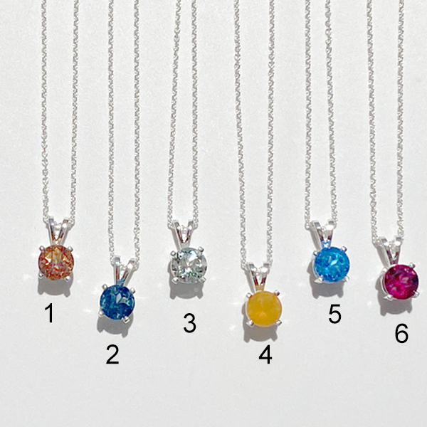 Sterling Silver Gemstone Pendant Necklace Collection - medium size
