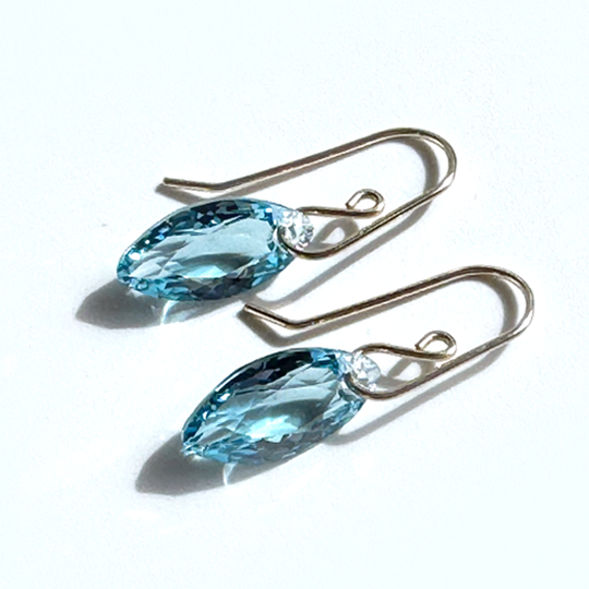 Marquise Cut Crystal Earrings - Aquamarine