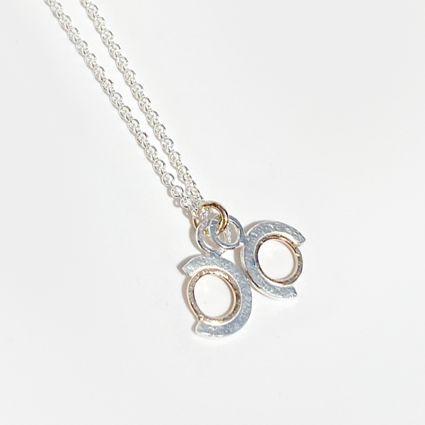 Argentium® Silver and 14 Karat Gold Textured Pendant Necklace - Duo Movement | Handmade by Artist Lisa Ramos