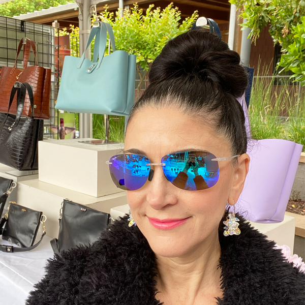 California Artist Lisa Ramos in The MONOLISA Booth at An Art Show | Handmade Jewelry and Bags Made in California 