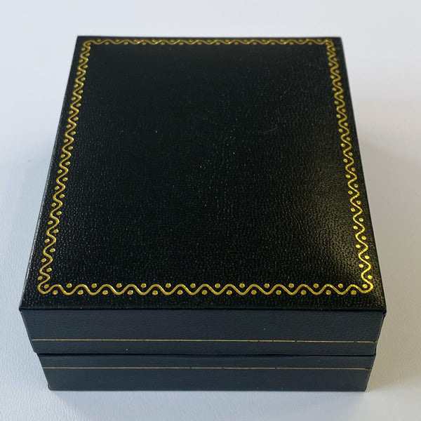 Black Pendant / Earring Box with Gold Trim 