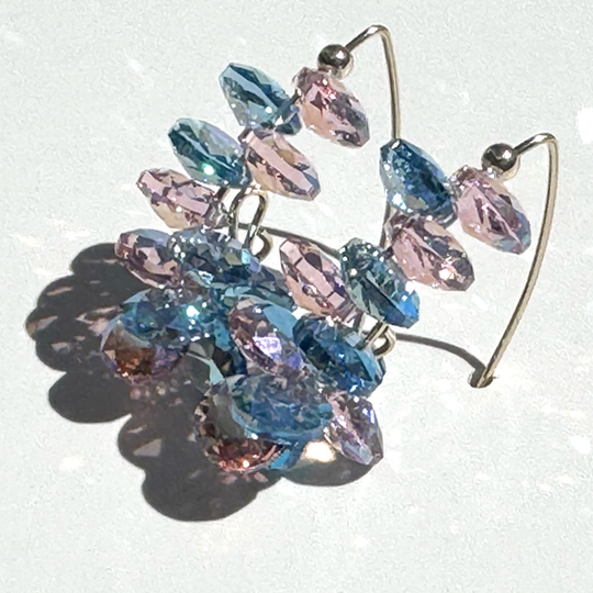 Pink Blue Cluster Crystal Earrings By Artist Lisa Ramos - MONOLISA Jewelry