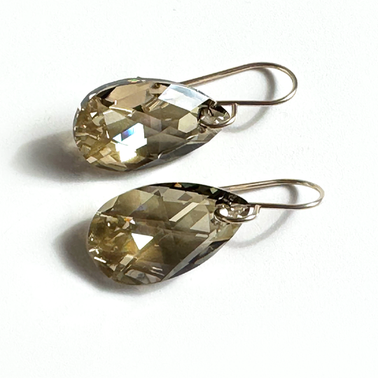 Classic Pear Crystal Earrings - Bronze Shimmer