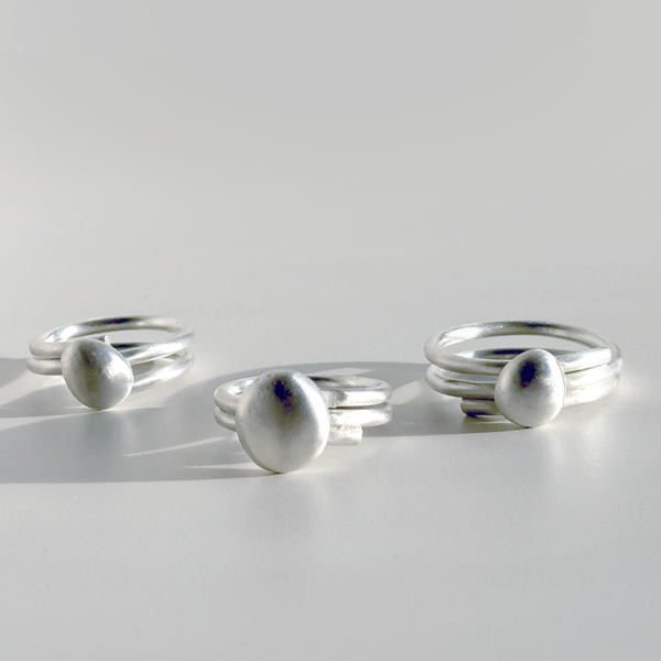 Argentium® Silver Matte Finish Caviar Ring Collection  | MONOLISA Jewelry by Artist Lisa Ramos