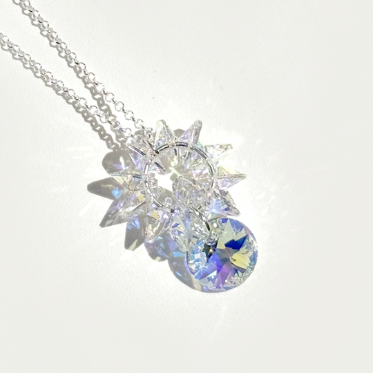 Argentium Silver Yellow Circular Crystal Cluster Necklace | MONOLISA Jewelry
