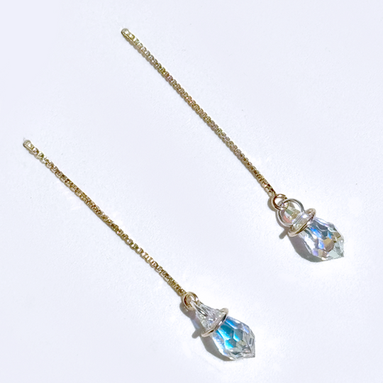 Yellow Iridescent Crystal Threader Earrings  | MONOLISA Jewelry