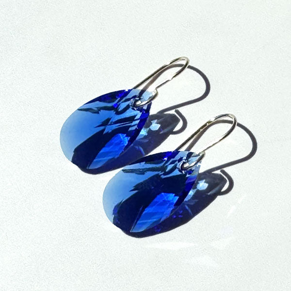 Deep Blue Pear Cut Crystal Earrings - MONOLISA Jewelry Collection Made in California