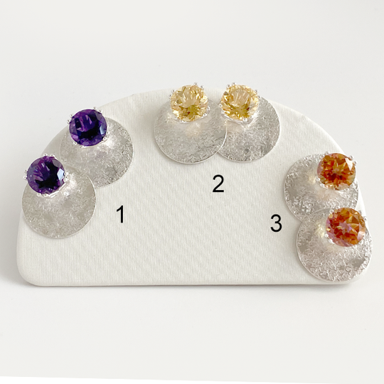 Versatile Gemstone Studs with Argentium Silver Earring Jackets - Grande II