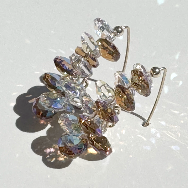 Golden Iridescent Cluster Crystal Earrings By Artist Lisa Ramos - MONOLISA Jewelry