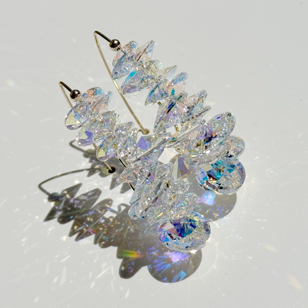 14k Gold Filled Iridescent Cluster Crystal Earrings MONOLISA Brand | Handmade by California Artist Lisa Ramos
