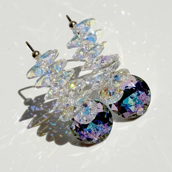 14k Gold Unicorn Cluster Crystal Earrings MONOLISA Brand | Handmade by California Artist Lisa Ramos
