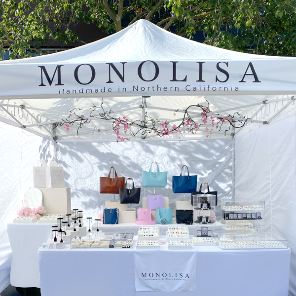 MONOLISA Booth of Leather Handbags & Sculpted Jewelry | Handmade by Artist Lisa Ramos | Made in California