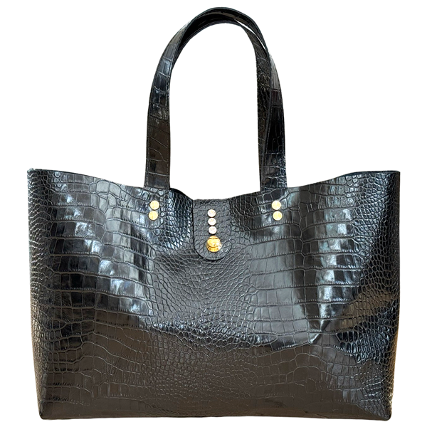 Large Italian Leather Tote Bag with Crystals - Bag 141 | Handmade in California by Artist Lisa Ramos