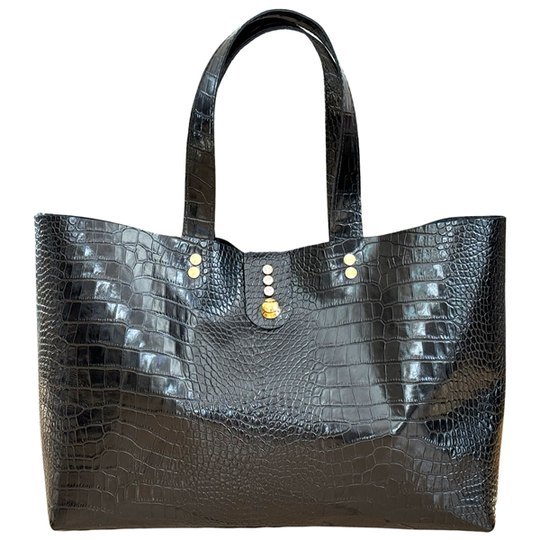 Large Italian Leather Tote Bag with Crystals - Bag 141 | Handmade in California by Artist Lisa Ramos