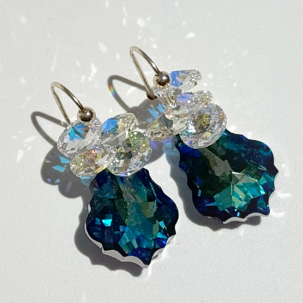 Blue Crystal Earrings MONOLISA Brand | Handmade by California Artist Lisa Ramos
