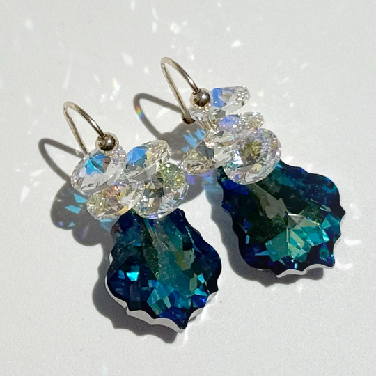 Blue Crystal Earrings MONOLISA Brand | Handmade by California Artist Lisa Ramos
