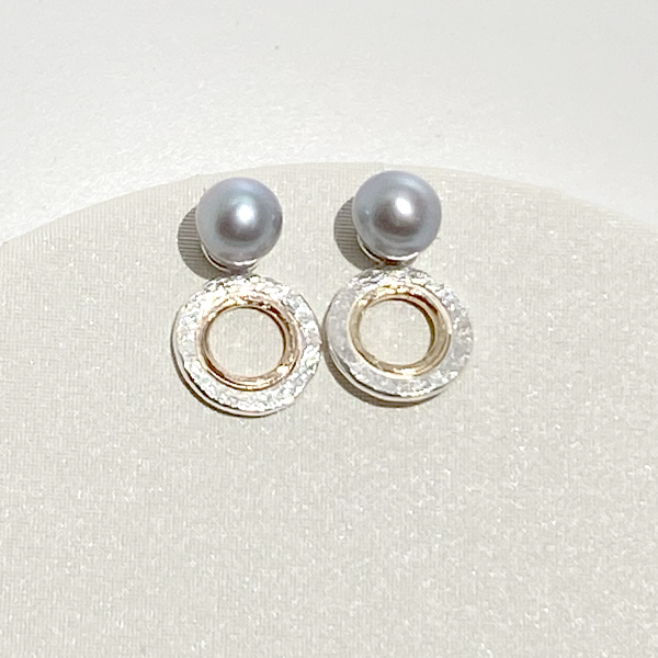 2 Earring Jacket Sets with Pearl Studs Designed with 14 Karat Gold and Argentium Silver | Jewelry Made in California