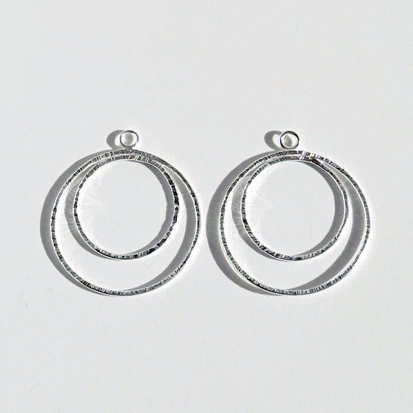 Argentium Silver Round Hoop Earring Jackets Set Handmade by California Jewelry Artist Lisa Ramos | Jewelry Made in California