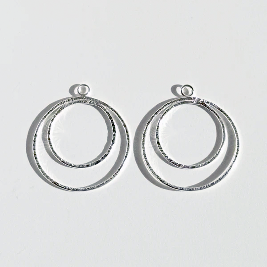 Argentium Silver Round Hoop Earring Jackets Set Handmade by California Jewelry Artist Lisa Ramos | Jewelry Made in California