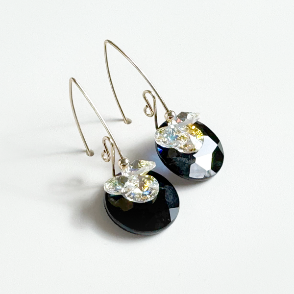 14k Gold Filled Short Scroll Design Circular Cluster Crystal Earrings