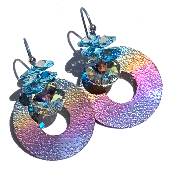 Rainbow Titanium Crystal Earrings by MONOLISA