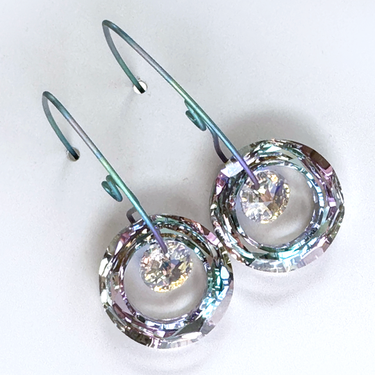 Large Titanium Rainbow Crystal Earring Collection | Handmade by Artist Lisa Ramos