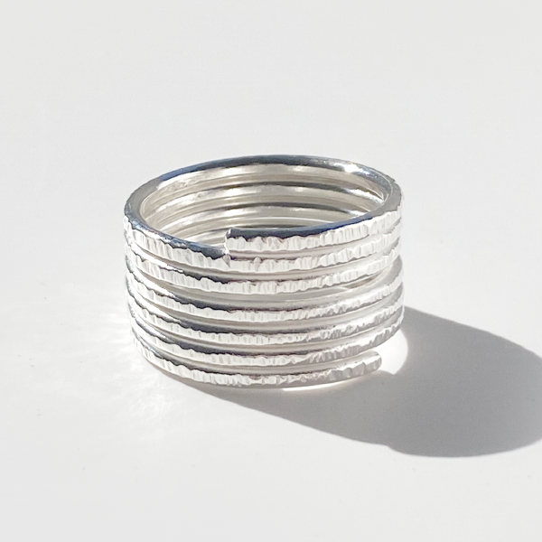 Argentium® Silver Textured Large Spiral Band Collection