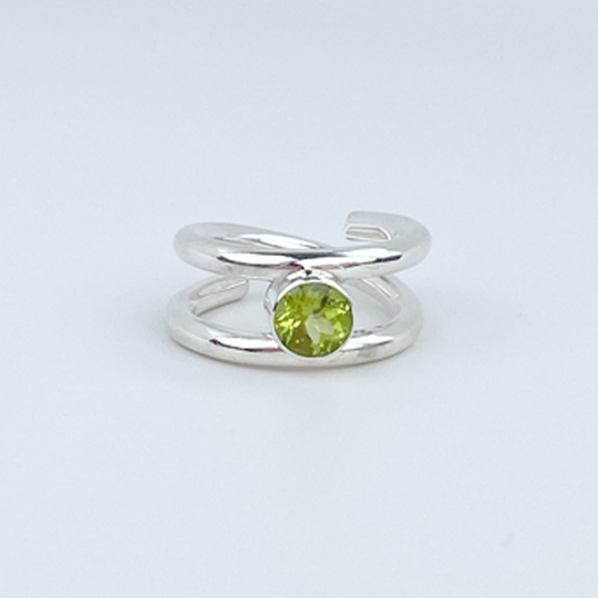 Argentium® Silver Peridot Ring - Modern Spiral