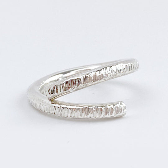 Argentium® Silver Textured Open Band Ring Collection - Textured Size 10