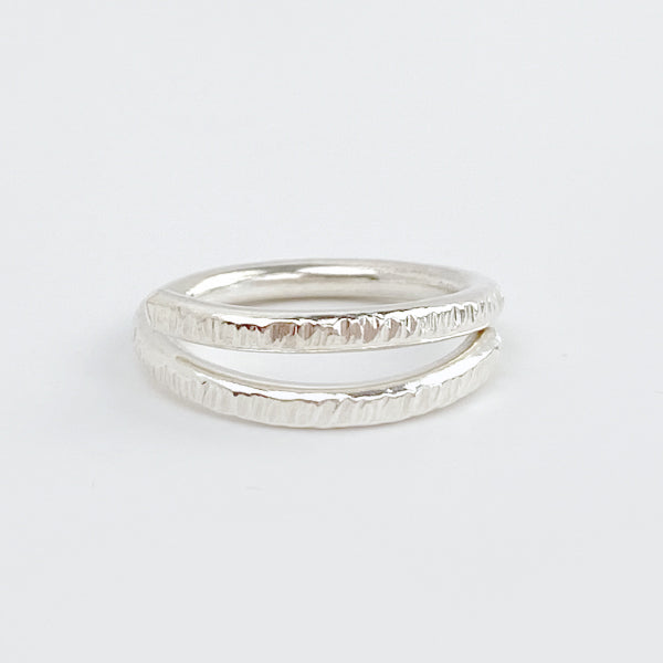 Argentium® Silver Textured Open Band Ring Collection - Textured Size 8.25
