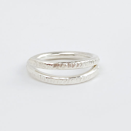 Argentium® Silver Textured Open Band Ring Collection - Textured Size 8.25