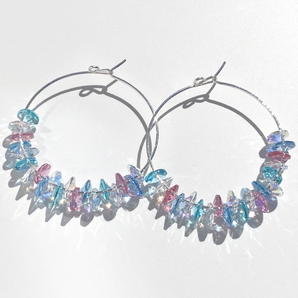 Argentium® Silver Crystal Hoop Earrings - Unicorn | Jewelry Made in California