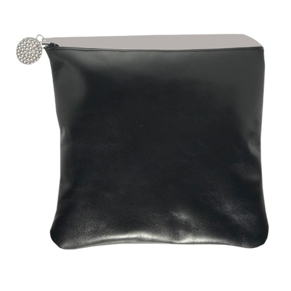 Monique Tall Bag – Soft Black Leather with 42 Clear Crystals