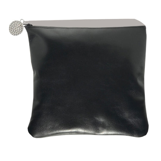 Monique Tall Bag – Soft Black Leather with 42 Clear Crystals
