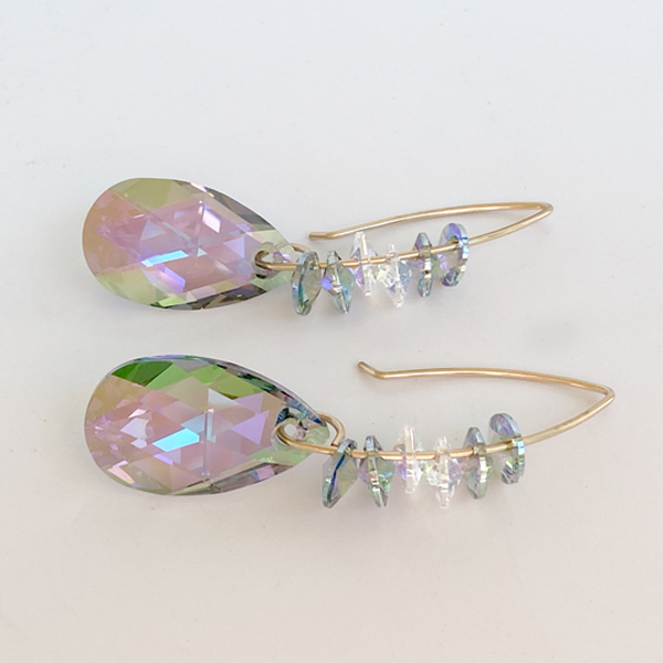 Purple Goddess Bent Hoop 14k Gold Earrings - Ultra Large Swarovski