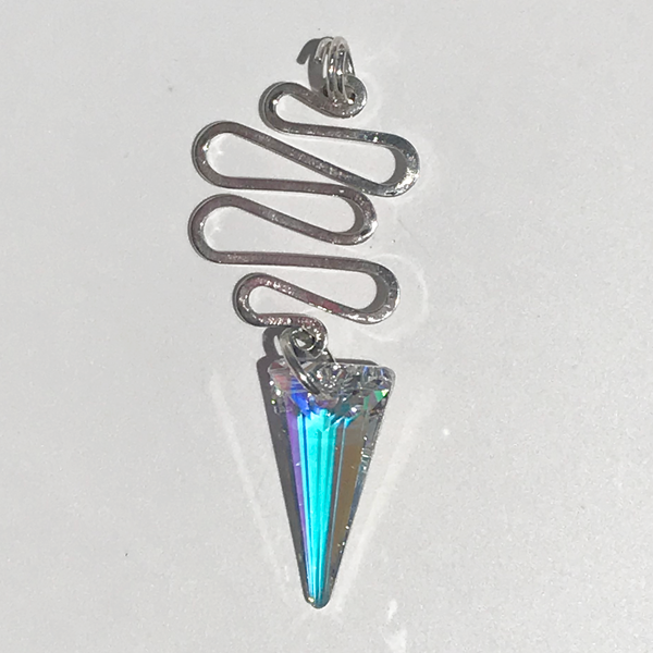 Elegant Iridescent Crystal Spike  Pendant -Traditional Sterling