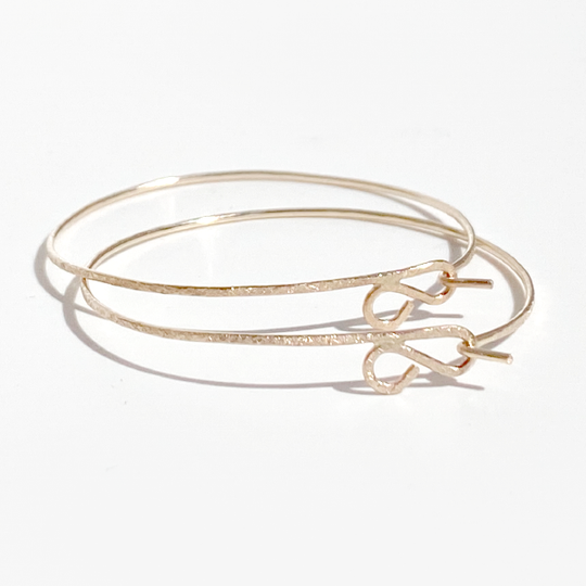 14 Karat Gold Textured Hoop Earrings - Gold Silk | Jewelry Made in California